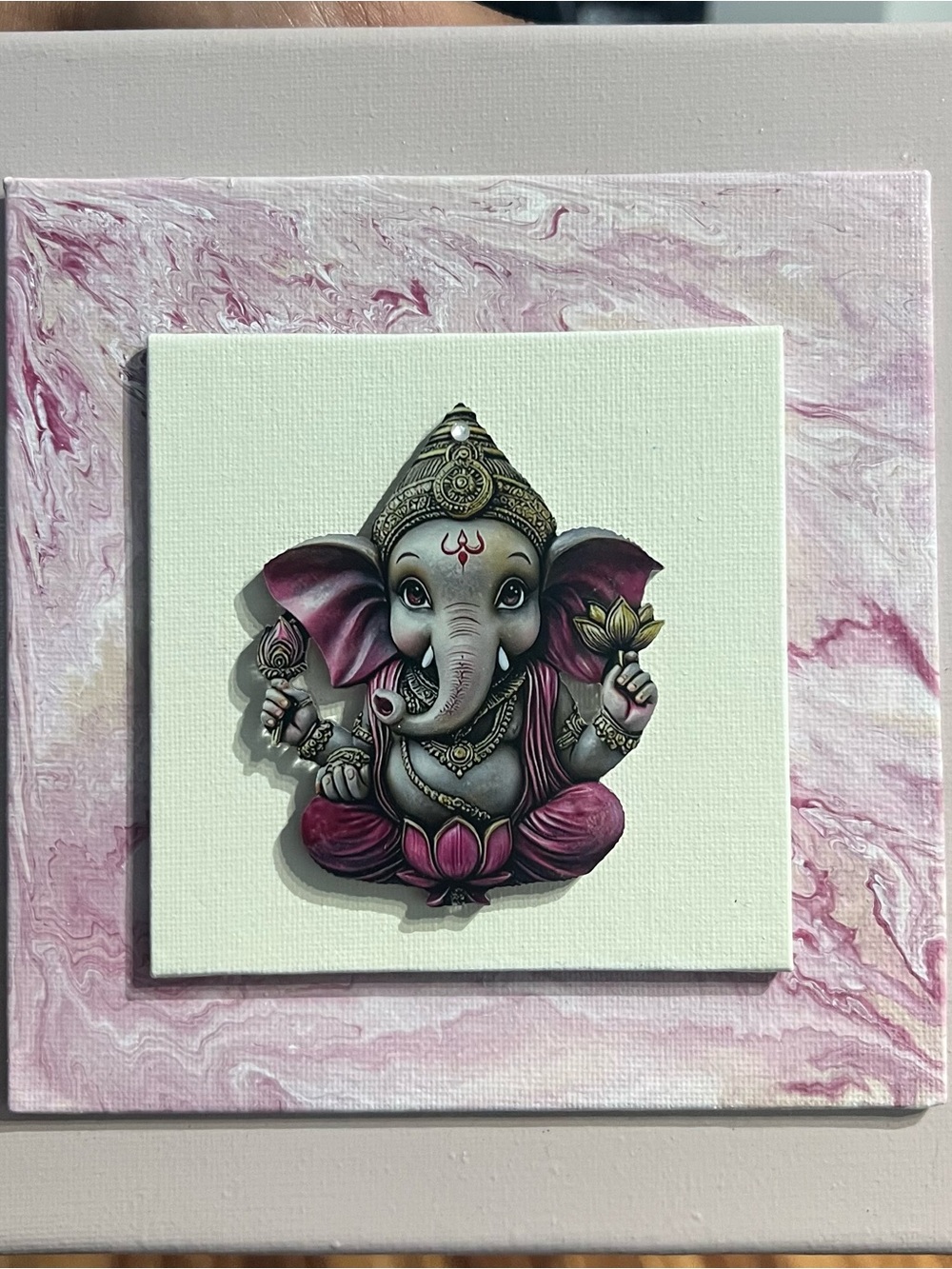 Pink Ganesha Wall Art Canvas โ Spiritual Accent for Home